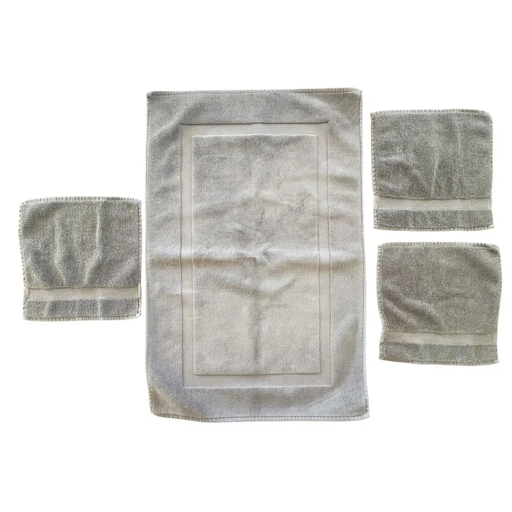 Restoration Hardware Turkish Cotton Bathmat and 3 Washcloths Grayish Green